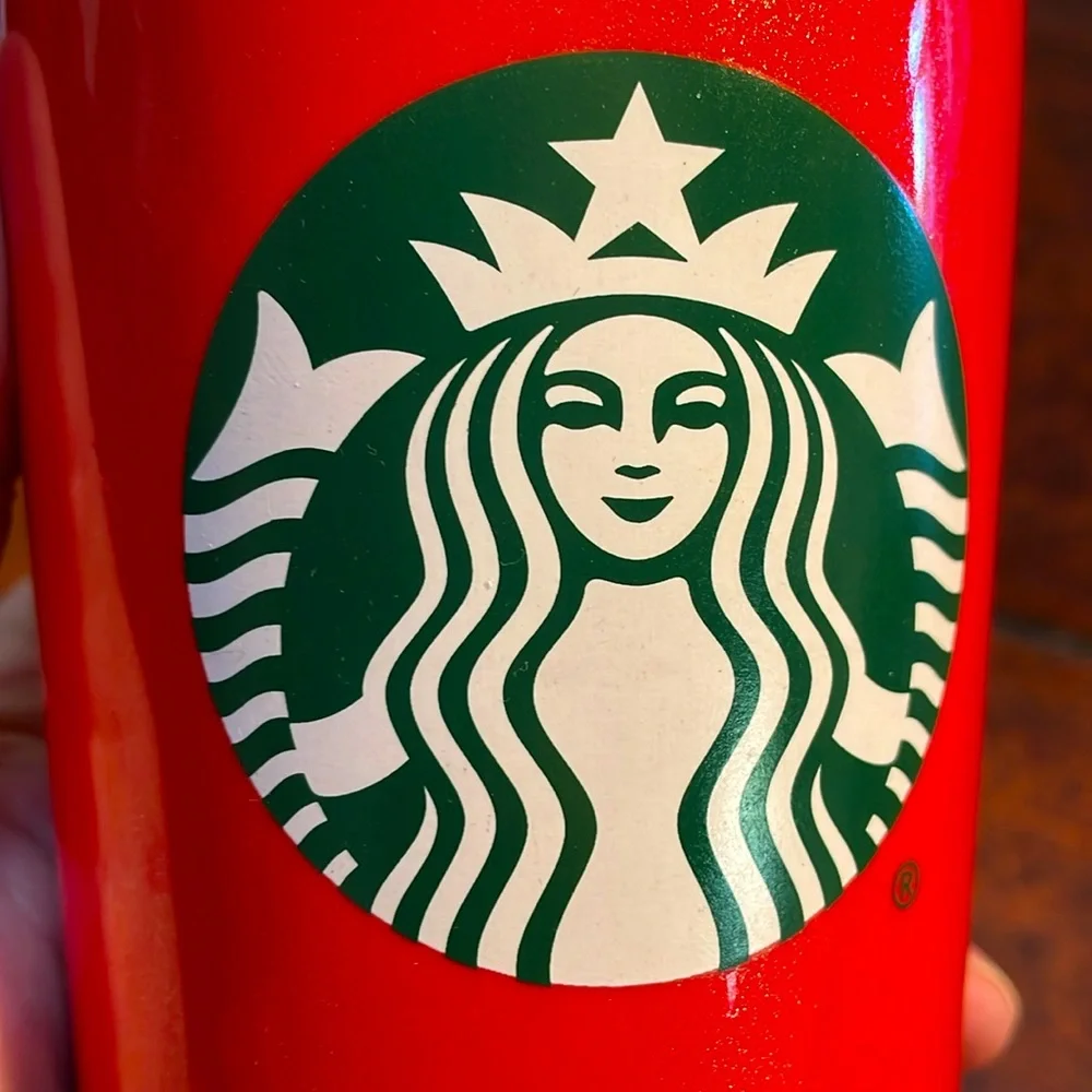 Starbucks Holiday Red Ceramic 12-oz Tumbler *NO LID*